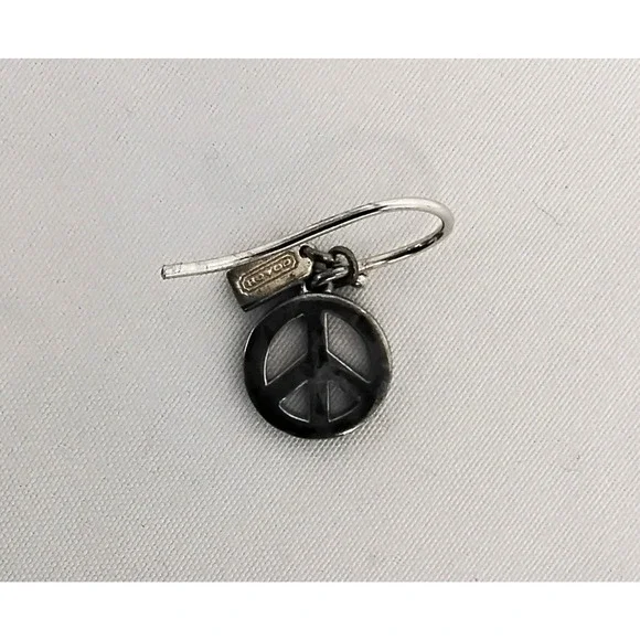Coach Earrings Peace Sign .925 Sterling Silver Rhinestone #W4265 - Picture 7 of 10